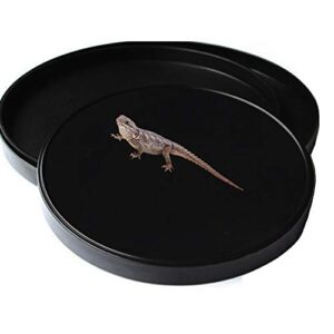 Fuongee Reptile Water Food Dish Bowl Turtle Feeder Tortoise Feeding Dish Container (M, Black)