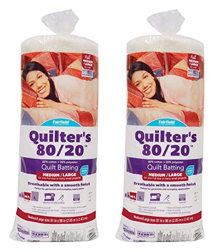 Fairfield Quilter's 80/20 Full, 81" x 96" White (Twо Pаck)