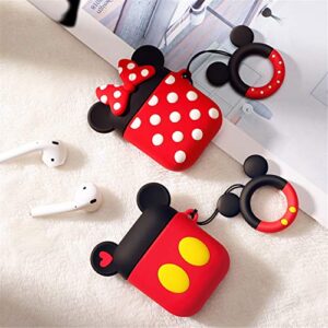 Besoar Dots Red for Airpod 1/2 Case, Cartoon Cute Fashion Cool Silicone Design Character Cover for Airpods, Unique Stylish Kawaii Funny Fun Protective Shell Girls Women Girly Cases Air Pods 2&1