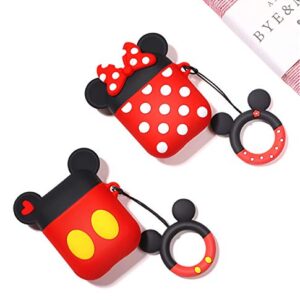 Besoar Dots Red for Airpod 1/2 Case, Cartoon Cute Fashion Cool Silicone Design Character Cover for Airpods, Unique Stylish Kawaii Funny Fun Protective Shell Girls Women Girly Cases Air Pods 2&1