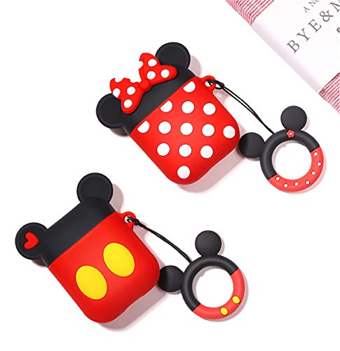 Besoar Dots Red for Airpod 1/2 Case, Cartoon Cute Fashion Cool Silicone Design Character Cover for Airpods, Unique Stylish Kawaii Funny Fun Protective Shell Girls Women Girly Cases Air Pods 2&1