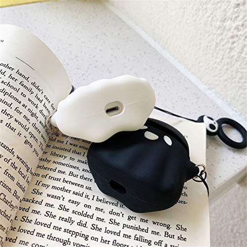 Besoar Black Ghost for Airpod 1/2 Case, Cartoon Cute Fashion Cool Silicone Design Character Cover for Airpods, Unique Stylish Kawaii Funny Fun Protective Shell Girls Women Kids Boys Cases Air Pods 2&1