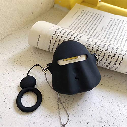 Besoar Black Ghost for Airpod 1/2 Case, Cartoon Cute Fashion Cool Silicone Design Character Cover for Airpods, Unique Stylish Kawaii Funny Fun Protective Shell Girls Women Kids Boys Cases Air Pods 2&1