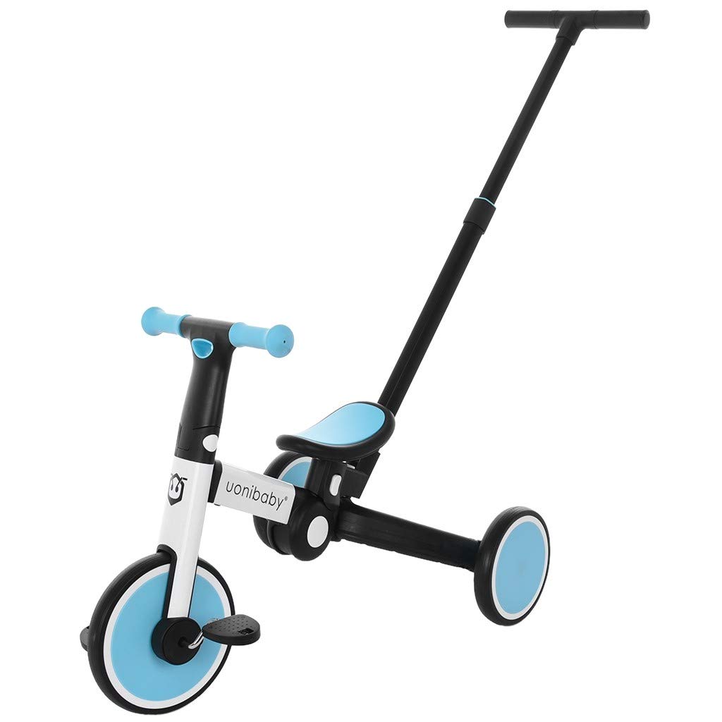 Micozy 5 in 1 Kids Tricycles for 1-3 Years Old Kids Trike 3 Wheel Toddler Bike Boys Girls Trikes for Toddler Tricycles Baby Bike Trike 3 Wheel Convert 2 Wheel Toddler Bike with Pushers,Blue