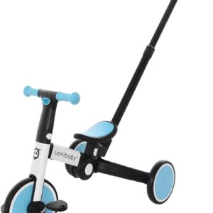 Micozy 5 in 1 Kids Tricycles for 1-3 Years Old Kids Trike 3 Wheel Toddler Bike Boys Girls Trikes for Toddler Tricycles Baby Bike Trike 3 Wheel Convert 2 Wheel Toddler Bike with Pushers,Blue