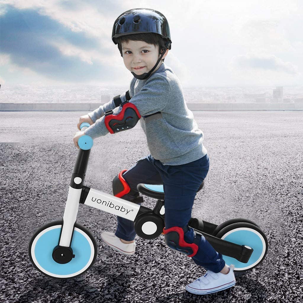 Micozy 5 in 1 Kids Tricycles for 1-3 Years Old Kids Trike 3 Wheel Toddler Bike Boys Girls Trikes for Toddler Tricycles Baby Bike Trike 3 Wheel Convert 2 Wheel Toddler Bike with Pushers,Blue