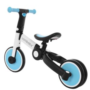 Micozy 5 in 1 Kids Tricycles for 1-3 Years Old Kids Trike 3 Wheel Toddler Bike Boys Girls Trikes for Toddler Tricycles Baby Bike Trike 3 Wheel Convert 2 Wheel Toddler Bike with Pushers,Blue