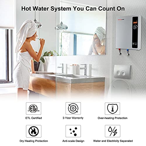 thermomate Electric Tankless Water Heater, 11kW at 240 Volt, On Demand Instant Hot Water Heater, Self Modulating Energy Saving, Save Space, 2.15GPM at 35°F Rise