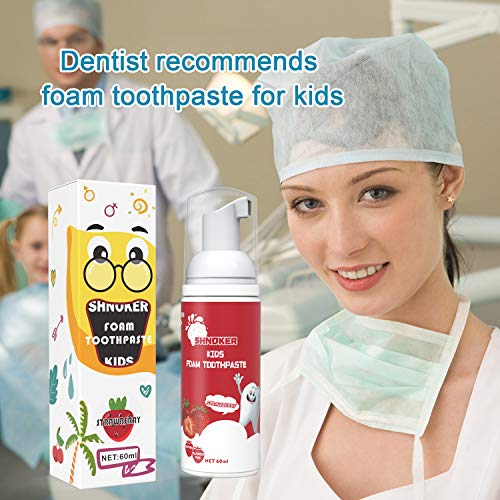 Kids Foam Toothpaste with Strawberry Flavor, Fluoride Free Natural Formula, Foam Toothpaste for Electric Toothbrush(60ml)(1 Pack)