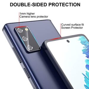 Rhidon 【4 Pack】 2 Pack Tempered Glass Screen Protector for Samsung Galaxy S20 FE(6.5”)+2 Pack Camera Lens Protector Tempered Glass for Galaxy S20 FE, Ultrasonic Fingerprint Compatible Bubble Free