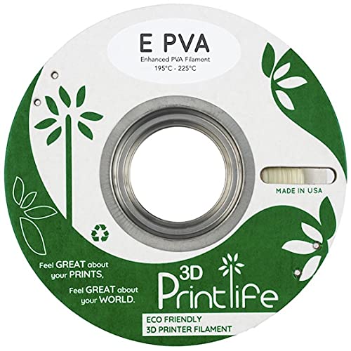 3D Printlife E PVA: Enhanced PVA, 2.85mm Natural, Water Soluble Support 3D Printer Filament, Dimensional Accuracy < +/- 0.05 mm (500g)