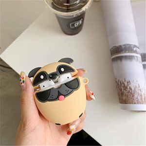 Besoar Red Lips Dog for Airpod 1/2 Case, Cartoon Cute Fashion Cool Silicone Design Character Cover for Airpods, Unique Animal Pug 3D Kawaii Funny Fun Shell Girls Women Girly Boys Cases Air Pods 2&1