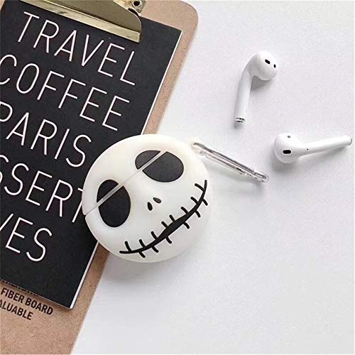 Besoar Luminous Skull for Airpod 1/2 Case, Cartoon Cute Fashion Cool Silicone Design Character Cover for Airpods, Unique Stylish Kawaii Funny Fun Protective Shell Girls Women Girly Cases Air Pods 2&1