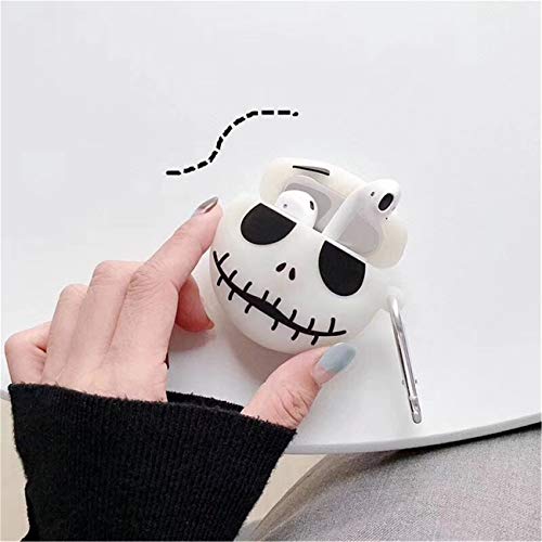 Besoar Luminous Skull for Airpod 1/2 Case, Cartoon Cute Fashion Cool Silicone Design Character Cover for Airpods, Unique Stylish Kawaii Funny Fun Protective Shell Girls Women Girly Cases Air Pods 2&1