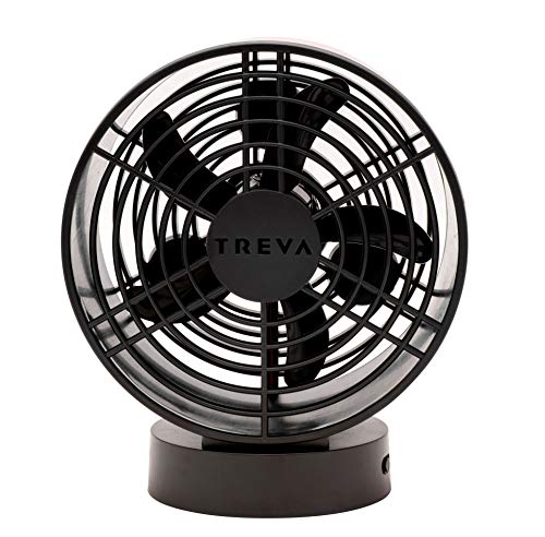 Treva 5" Aromatherapy Diffuser Fan - 2 Speed Air Flow - Faux Wood Design with Reusable Fragrance Pads - Portable USB and Battery Operated Personal Cooling Device