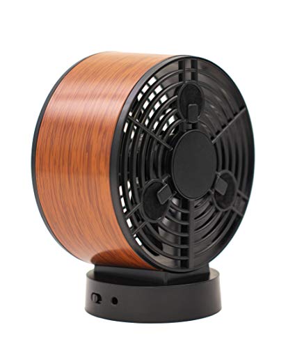 Treva 5" Aromatherapy Diffuser Fan - 2 Speed Air Flow - Faux Wood Design with Reusable Fragrance Pads - Portable USB and Battery Operated Personal Cooling Device