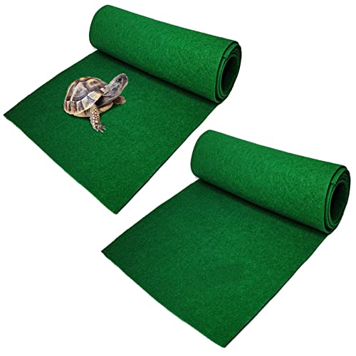 Hamiledyi Reptile Carpet Mat Green Terrarium Liner Bedding Reptile Substrate Gallon Supplies for Bearded Dragon Lizard Tortoise Leopard Gecko Snake 39’’ x 20’’