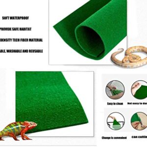 Hamiledyi Reptile Carpet Mat Green Terrarium Liner Bedding Reptile Substrate Gallon Supplies for Bearded Dragon Lizard Tortoise Leopard Gecko Snake 39’’ x 20’’