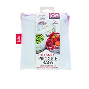 Joie Reusable Produce Bags 5pc Set, Sustainable, Nylon, Mesh, Machine Washable, Eco-Friendly