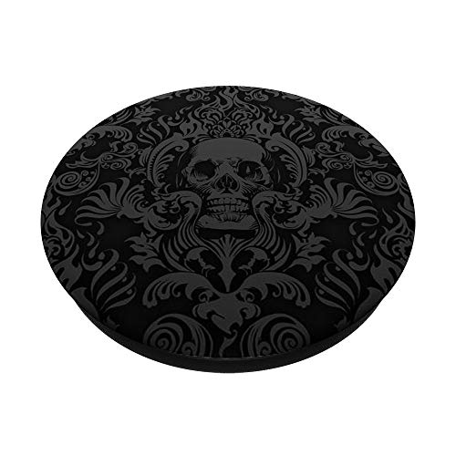 Black Skull Bones Head Skeleton Bone Goth Gothic Pattern PopSockets PopGrip: Swappable Grip for Phones & Tablets