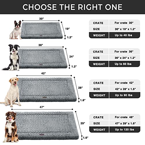 Western Home Dog Crate Bed for Small Medium Large & Extra Large Dogs/Cats for 30/36/42 inch Crate Pad, Dog Beds for Sleeping & Play Pet Bed, Washable and Bottom Anti-Slip Thin Dog Pad, Crate Mat