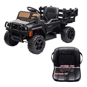 VALUE BOX Ride on Truck with Trailer, 2.4G Remote Control 12v Battery Electric Kids Toddler Motorized Vehicles Toy Car w/ 2 Speed, Music, seat Belts, LED Lights and Realistic Horn (Black)