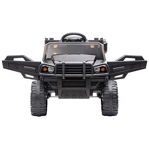 VALUE BOX Ride on Truck with Trailer, 2.4G Remote Control 12v Battery Electric Kids Toddler Motorized Vehicles Toy Car w/ 2 Speed, Music, seat Belts, LED Lights and Realistic Horn (Black)