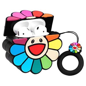 Besoar Sun Flower for Airpod 1/2 Case, Cartoon Cute Fashion Cool Silicone Design Hypebeast Cover for Airpods, Unique Stylish Kawaii Funny Fun Trendy Shell Girls Women Girly Boys Cases Air Pods 2&1