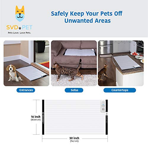 SVD.PET Pet Training Mat, 30" X 16", Pet Shock Pad, Dogs & Cats Electronic Repellent scat mat for Indoor, 3 Training Modes, 5 Adjustable Levels, Pet Safe Auto Power Off