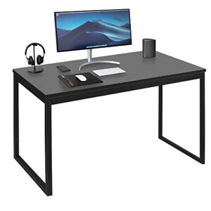 super deal computer desk 47 inch modern sturdy office desk pc laptop notebook simple writing table for home office workstation, black