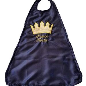 1st 2nd Birthday Satin Prince OR King Crown Cape black and gold