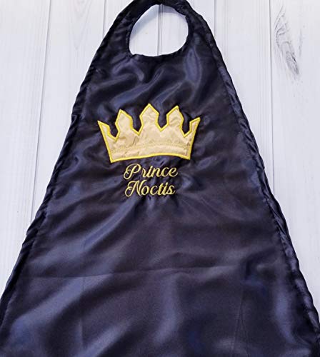 1st 2nd Birthday Satin Prince OR King Crown Cape black and gold