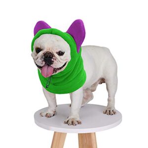 BZB Cute Dog's Fleece Hat That Keeps Ears Warm French Bulldogs Autumn Winter Soft Adjustable Bat Hat Pet Supplies Accessories (Small,Green)