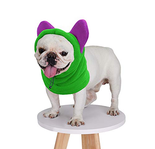 BZB Cute Dog's Fleece Hat That Keeps Ears Warm French Bulldogs Autumn Winter Soft Adjustable Bat Hat Pet Supplies Accessories (Small,Green)