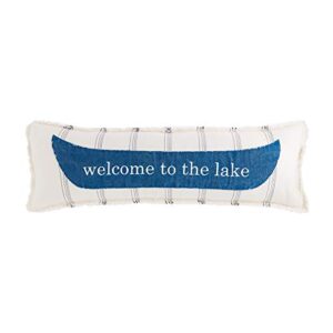 mud pie long applique lake pillow, welcome