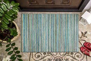 brumlow mills darcy contemporary print washable indoor or outdoor area rug for living room, bedroom, dining, kitchen or entryway mat, 30" x 46", teal