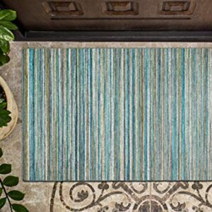 Brumlow MILLS Darcy Contemporary Print Washable Indoor or Outdoor Area Rug for Living Room, Bedroom, Dining, Kitchen or Entryway Mat, 30" x 46", Teal