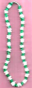 18" rose clam shell necklace- for teen ages color green and white