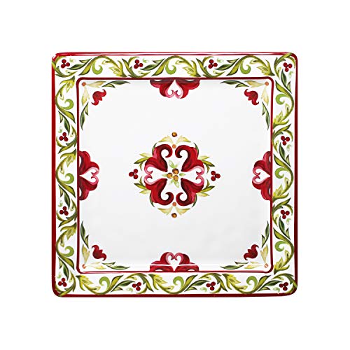 Le Cadeaux Vischio Holiday Collection Melamine 11 inch Square Serving Platter