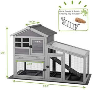 Gutinneen Rabbit House Indoor Outdoor Rabbit Hutch with Ventilation Door,Wooden Bunny cage with No LeakageTray, Removable Bottom Wire Mesh & PVC Layer,Chicken Coop UV Panel