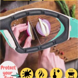 Onion Goggles Tear Free - Kitchen Grilling Glasses, Anti Fog, Anti Scratch, One Size Fit All Men & Women Eyes, Clear Chopping Goggles With Straps For Cooking, BBQ, Smoke, Onion Cutting Goggles (Green)