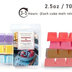 SCENTORINI Wax Melts, Scented Soy Wax Cubes for Wax Warmer, 8 x 2.5 oz, Sea Breeze, Linen, Winds in Summer, Espresso, Cherry, Raspberry & Cinnamon, Lavender, Blush Peony