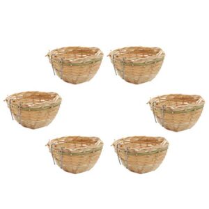 fenteer 6x canary nest pans bamboo cages hanging caves for breeding nesting behavior - 6pcs