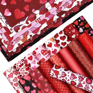 16 Pieces Valentine's Day Heart Faux Leather Sheets DIY Heart Pattern Leather Fabric Red and Pink Print Leather Sheet 6.3 x 8.3 Inch for Valentine's Day Crafts Sewing Decor Making Supplies