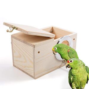 evomosa bird nests pet bird wood breeding box(l（11.4 x 5.9 x 5.9 in）)