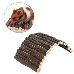 Hamster Arch Bridge, Small Animals Applewood Arch Bridge Toy DIY Flexible Wooden Ladder Pet Cage Accessories for Rat Rodents Tortoise Squirrel Golden Bear(L)