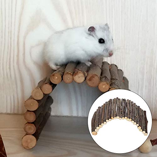 Hamster Arch Bridge, Small Animals Applewood Arch Bridge Toy DIY Flexible Wooden Ladder Pet Cage Accessories for Rat Rodents Tortoise Squirrel Golden Bear(L)