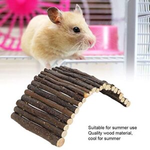 Hamster Arch Bridge, Small Animals Applewood Arch Bridge Toy DIY Flexible Wooden Ladder Pet Cage Accessories for Rat Rodents Tortoise Squirrel Golden Bear(L)