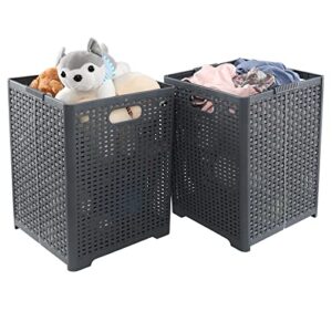 Sosody 40L Plastic Laundry Baskets, Collapsible Laundry Hampers, 2 Pack