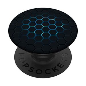 black and blue design hexagon cool honeycomb for boys men popsockets swappable popgrip